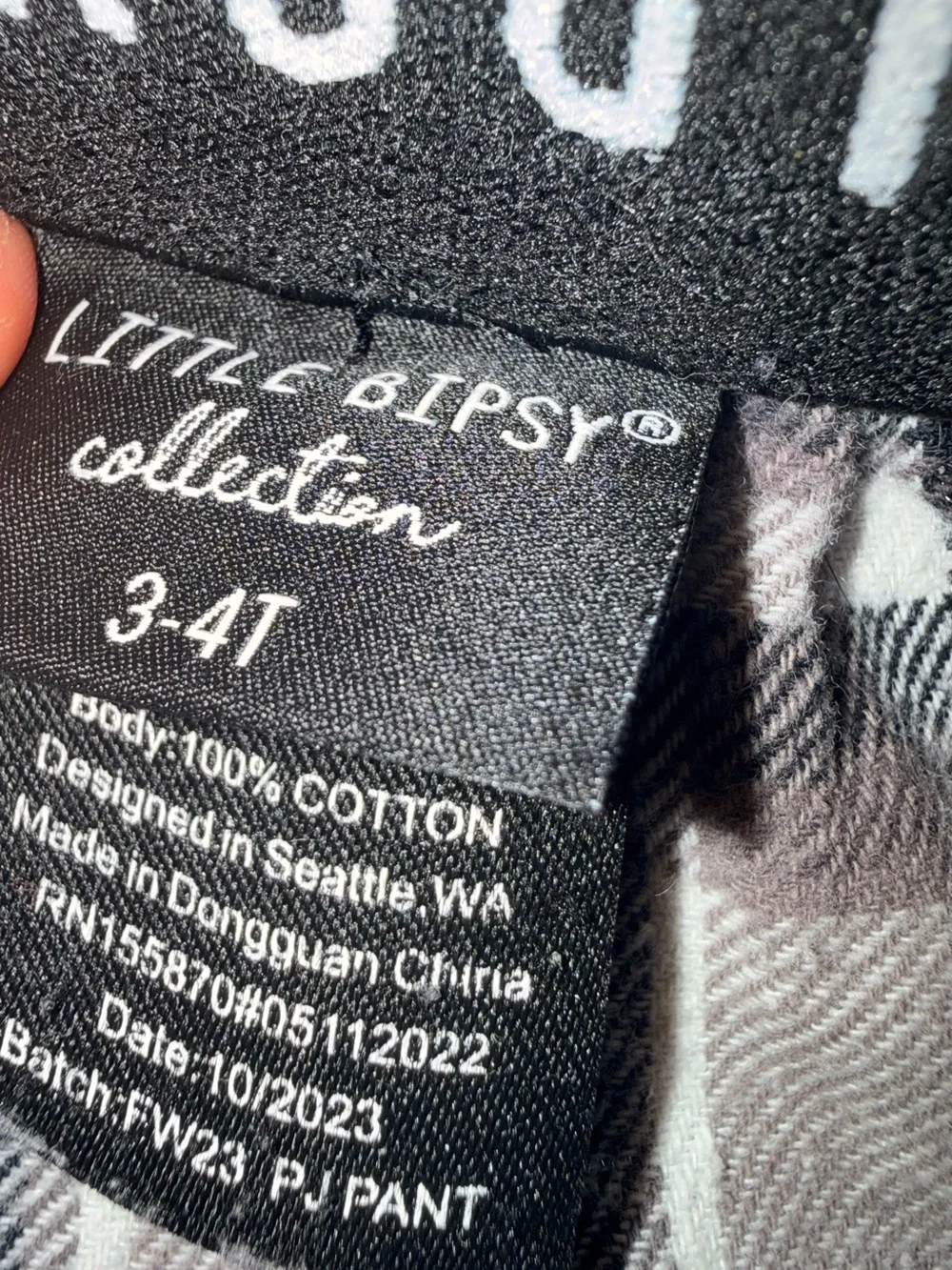 Little Bipsy Black and White Plaid PJ Pants